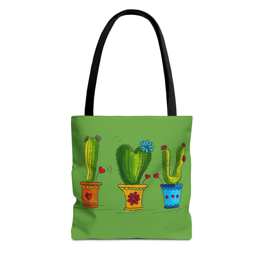 Cactus Doodle Green Tote Bag