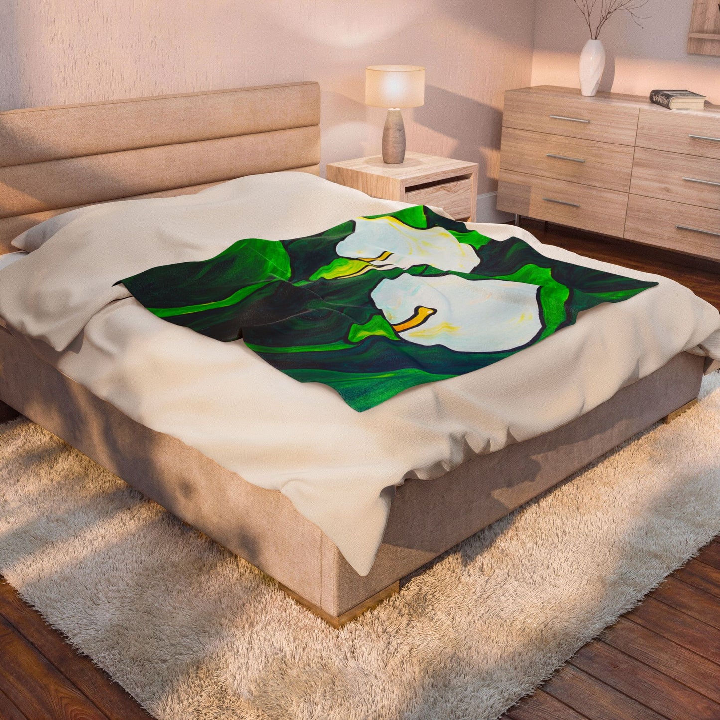 Velveteen Plush Blanket with my original Cala lilie art