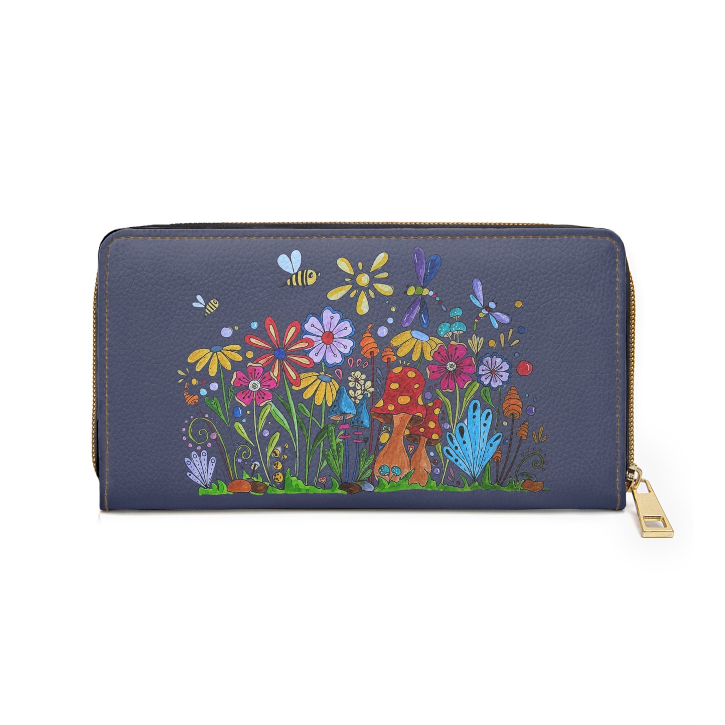 Zipper Wallet with original doodle garden art