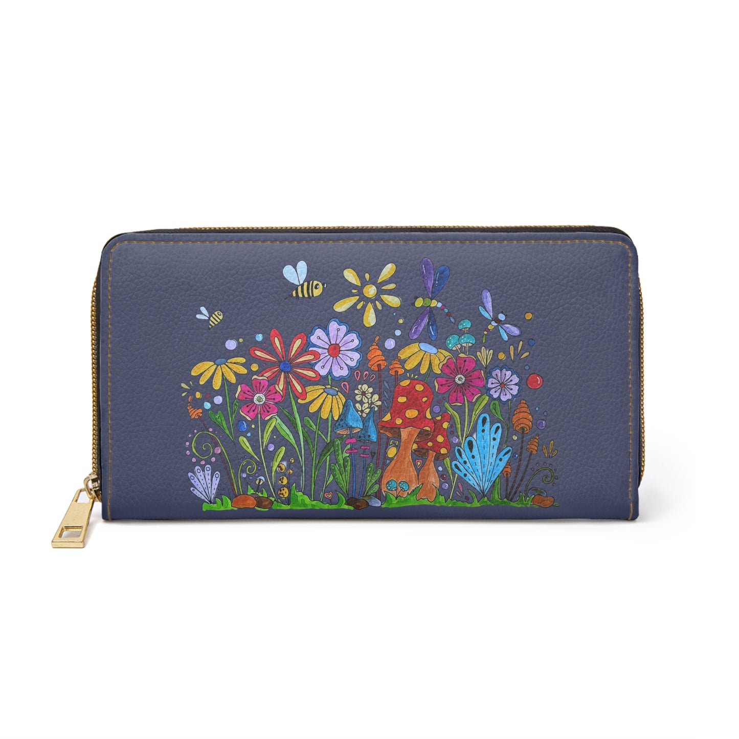 Zipper Wallet with original doodle garden art