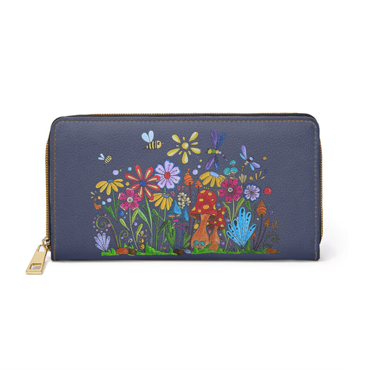 Zipper Wallet with original doodle garden art