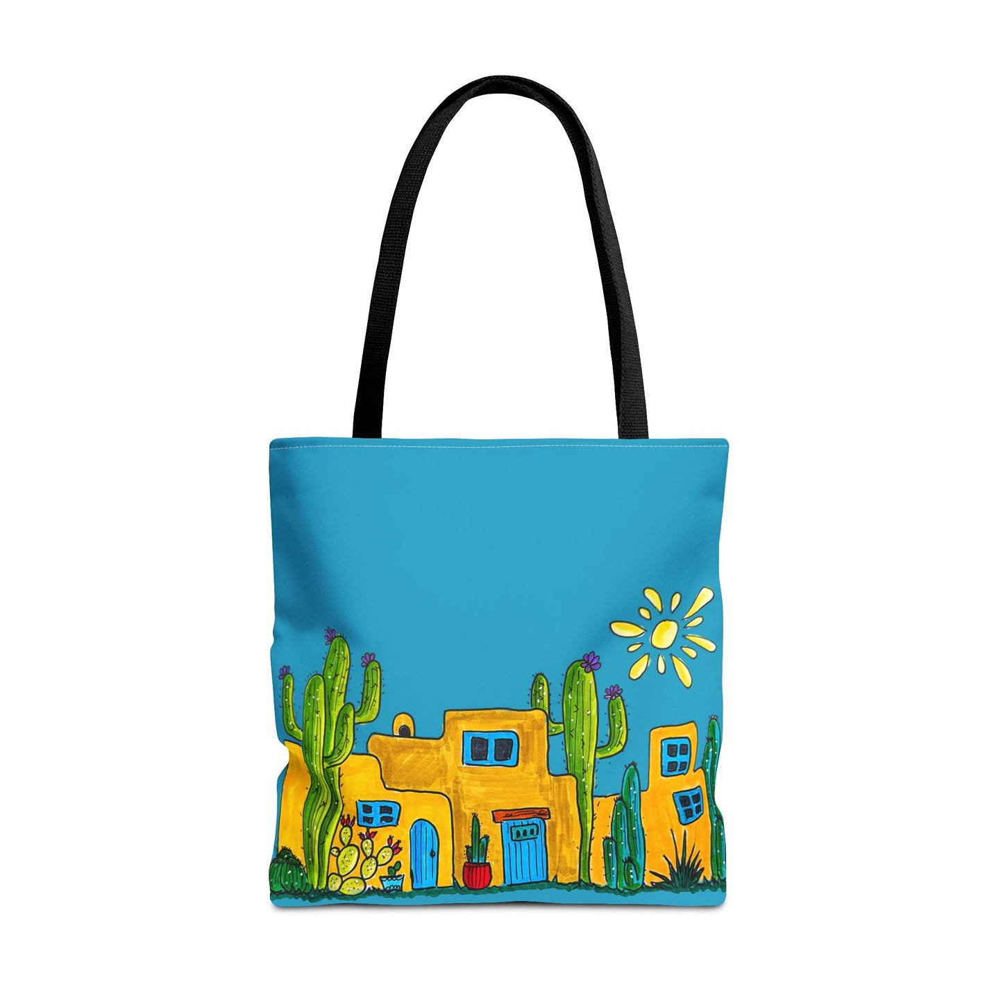 Turquoise Tote bag with desert scenery