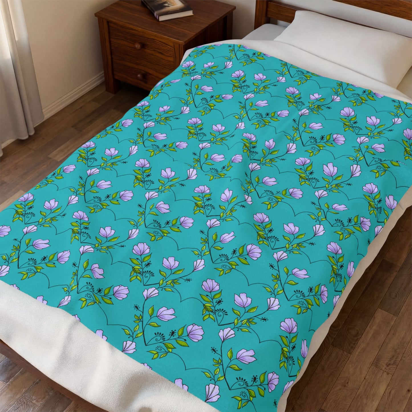 Flower heart pattern velveteen blanket