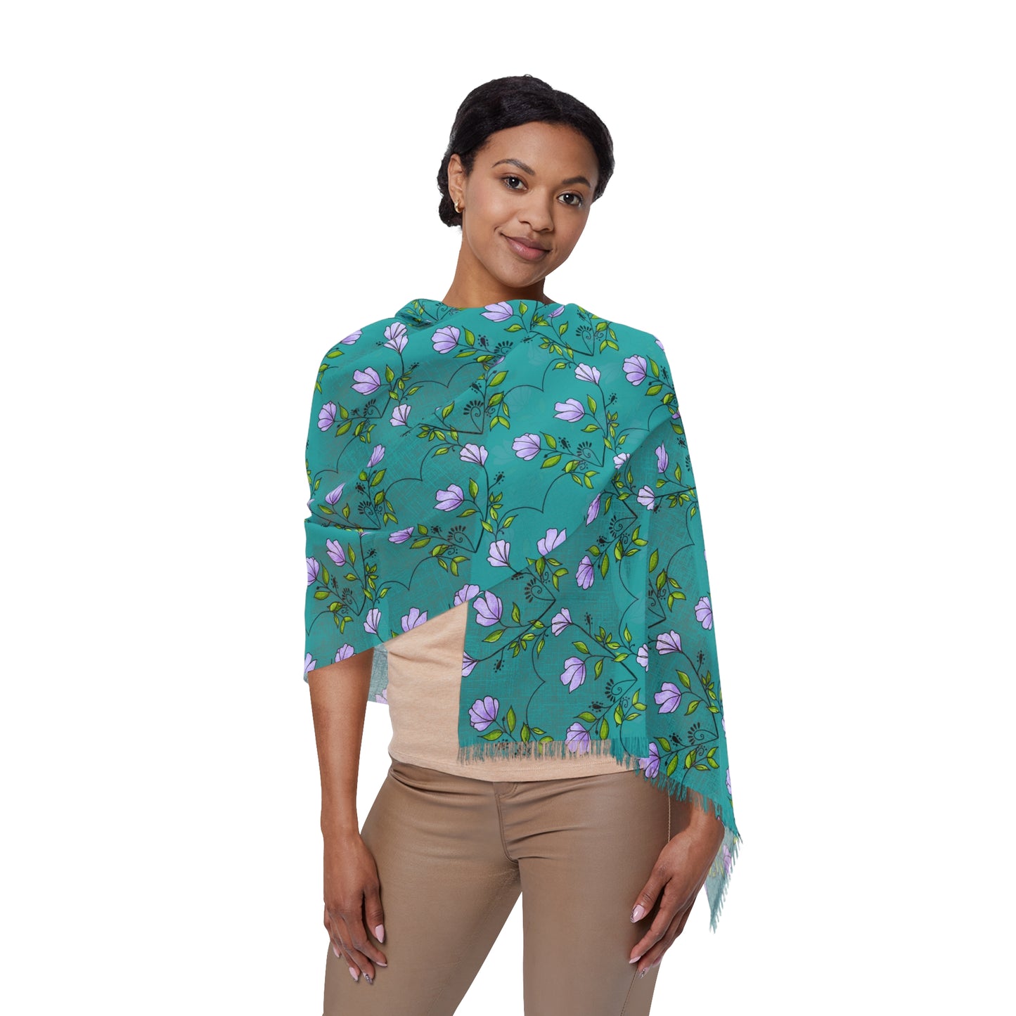 Flower and Heart patterned scarf