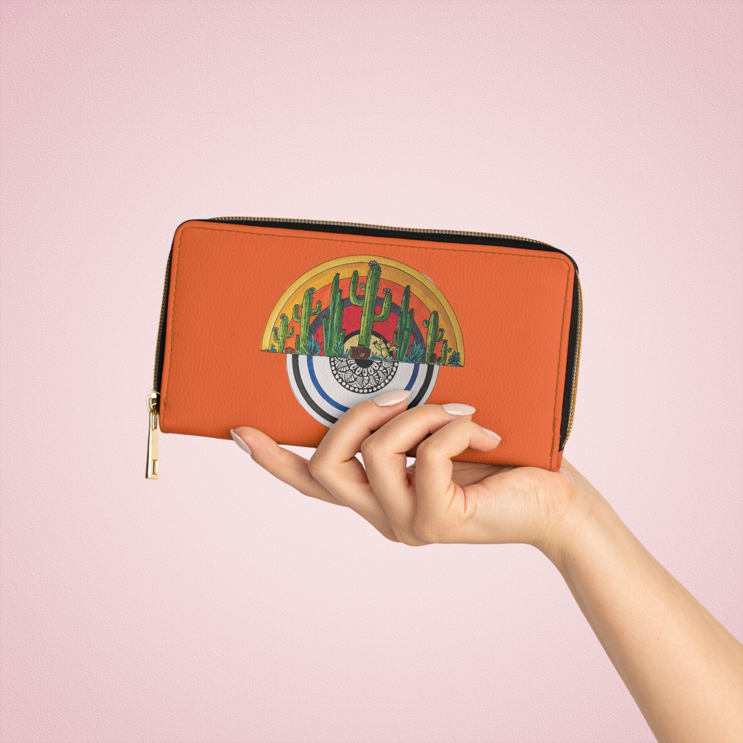 Cactus Doodle Zipper Wallet — Original Two-Sided Cactus Art