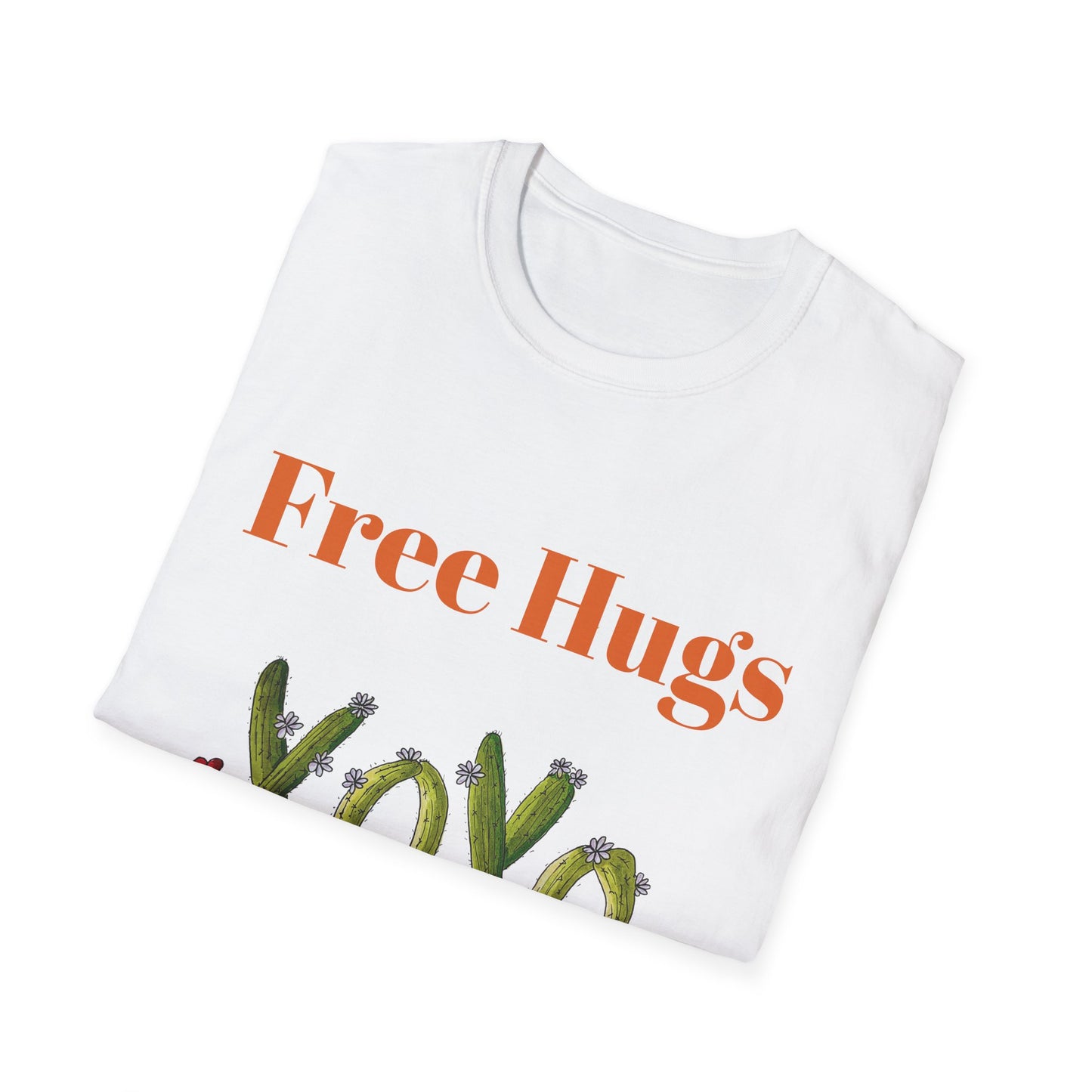 Free Hugs Cactus T-Shirt — Doodle Potted Cactus with Hearts