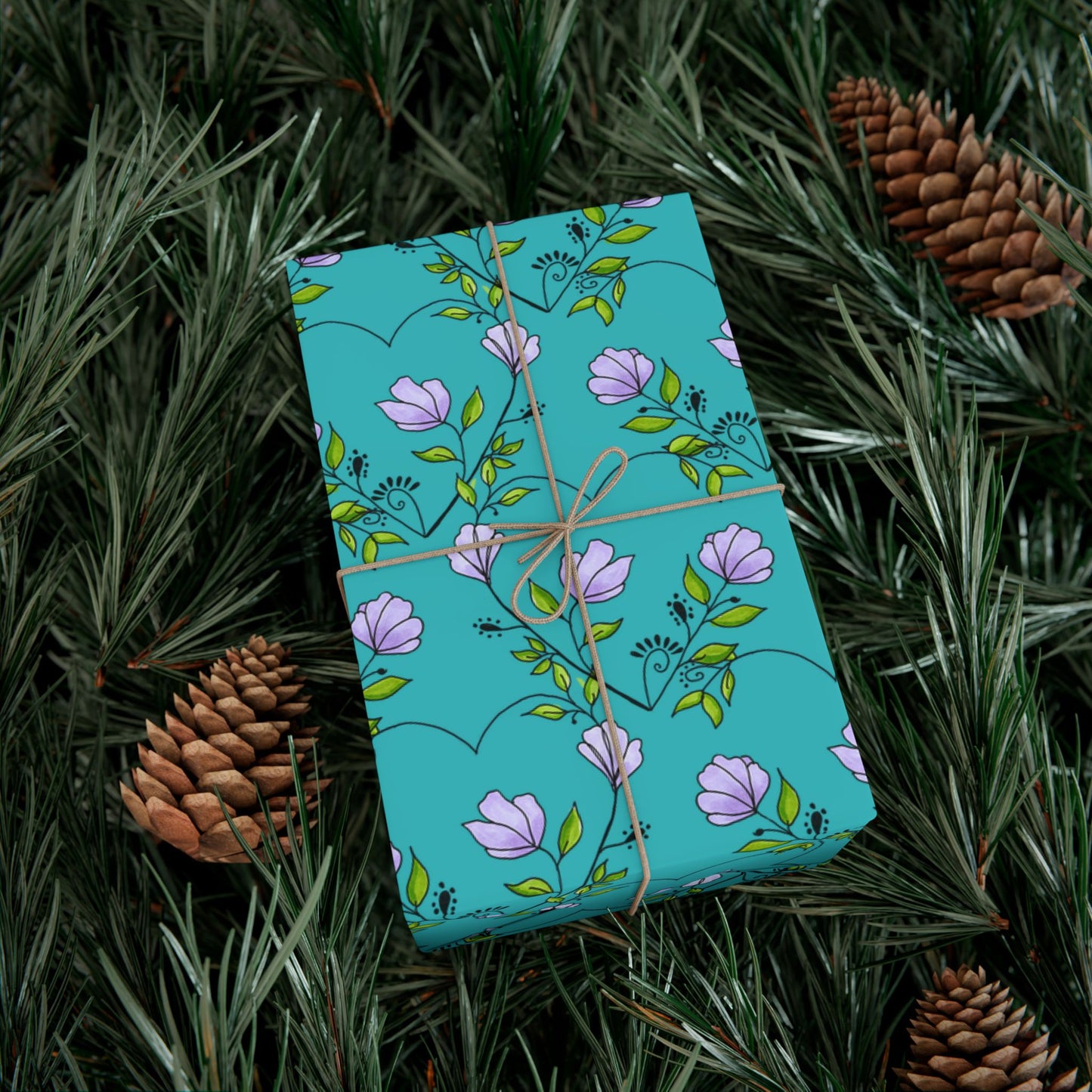 Flower heart gift wrap paper