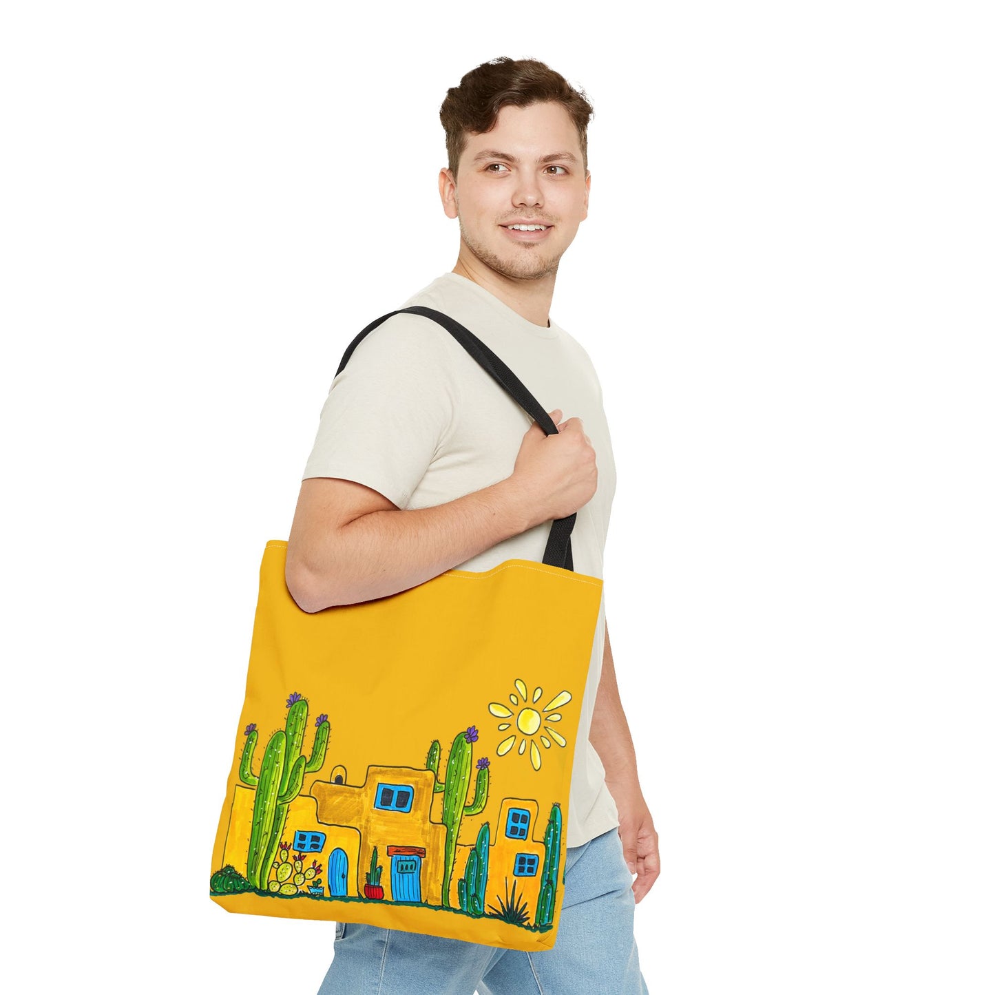 Yellow Tote bag with desert scenery