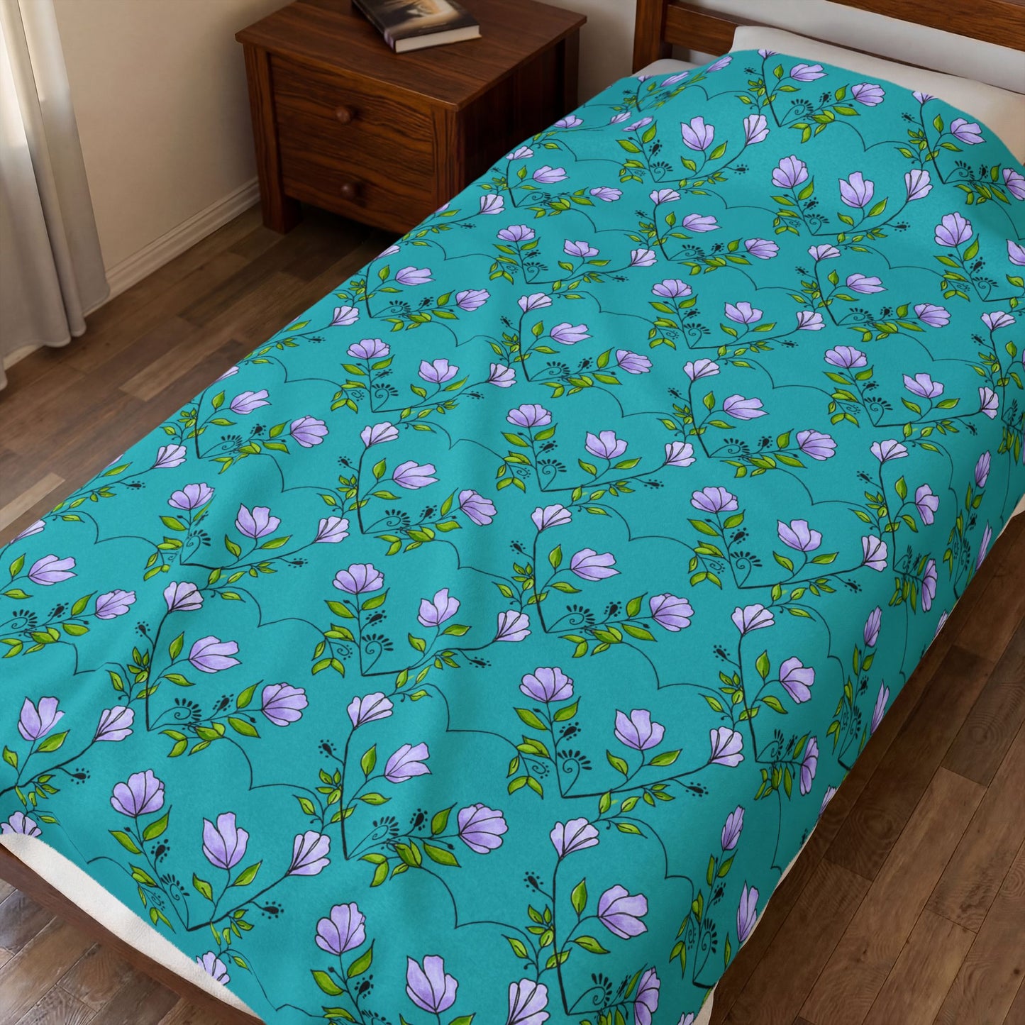 Flower heart pattern velveteen blanket