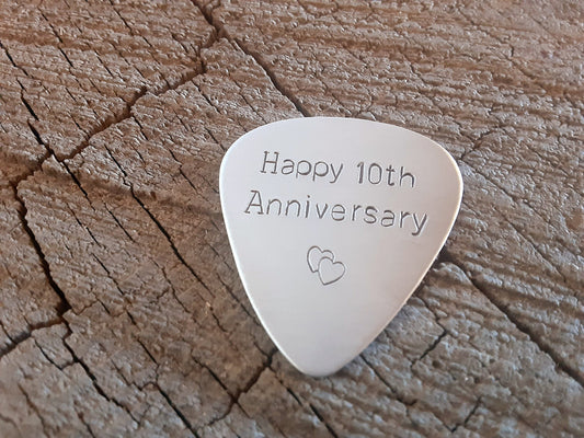 aluminium guitar pick - playable 10th anniversary
