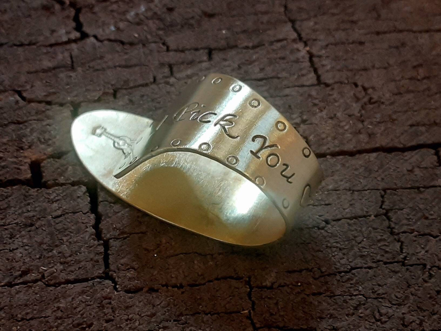 Brass thumb pick with I pick you