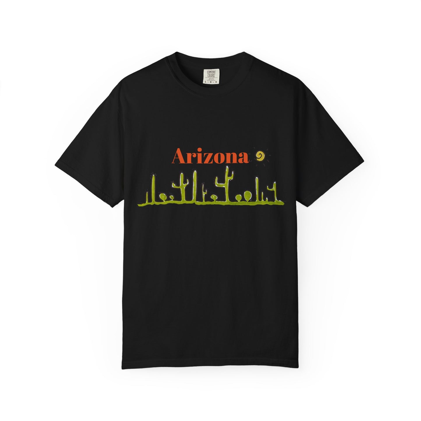 Copy of Arizona Cacti Doodle T-Shirt — 'Arizona' Sun & Cactus Line Art