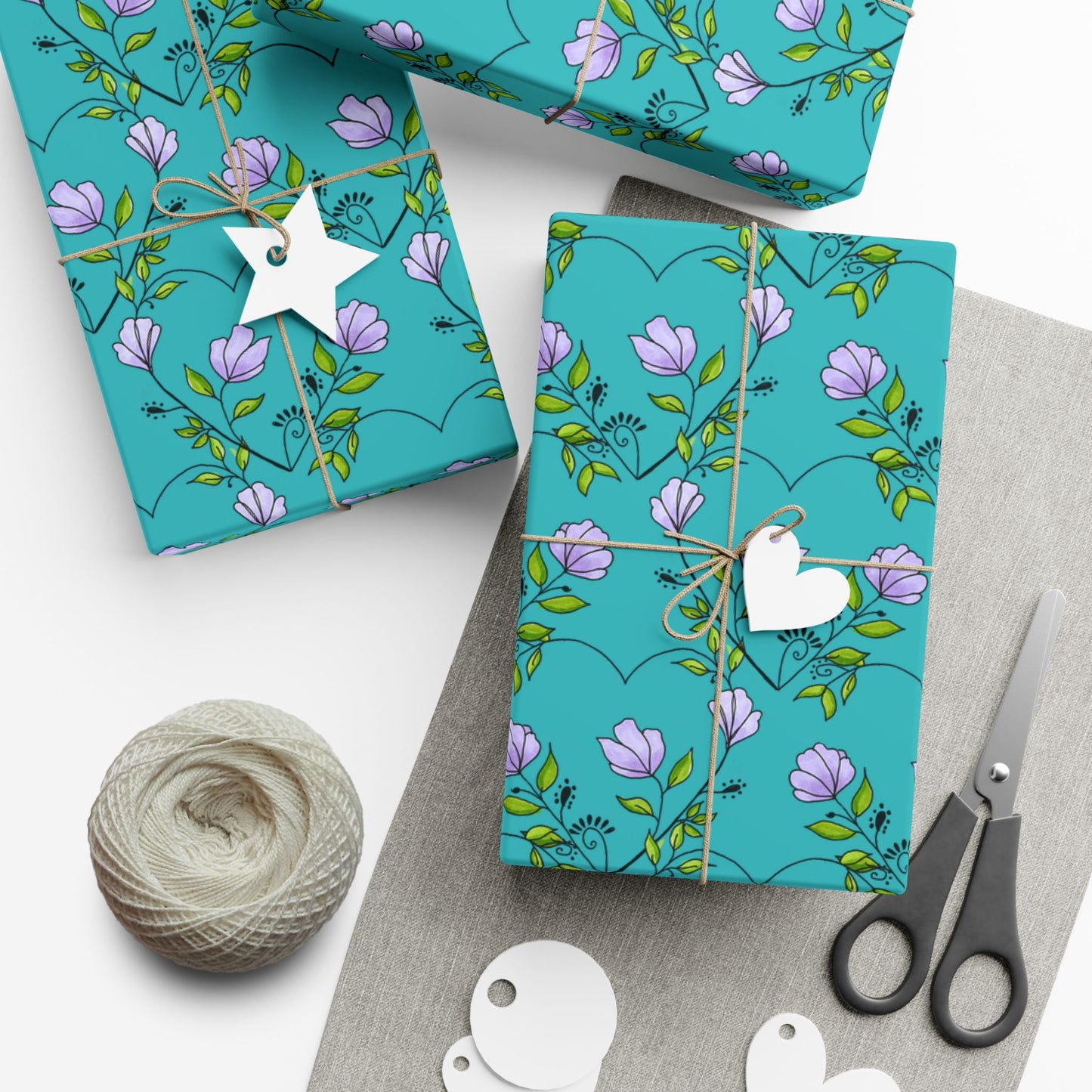 Flower heart gift wrap paper