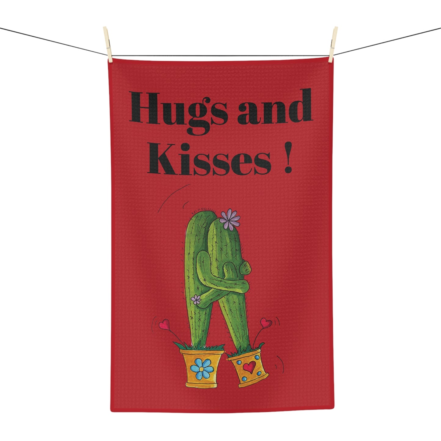 Cactus hugging tea towel
