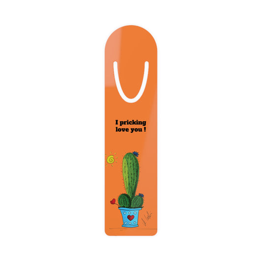 Funny Cactus Bookmark - original doodle drawn by me - bookmark with a pun - orange
