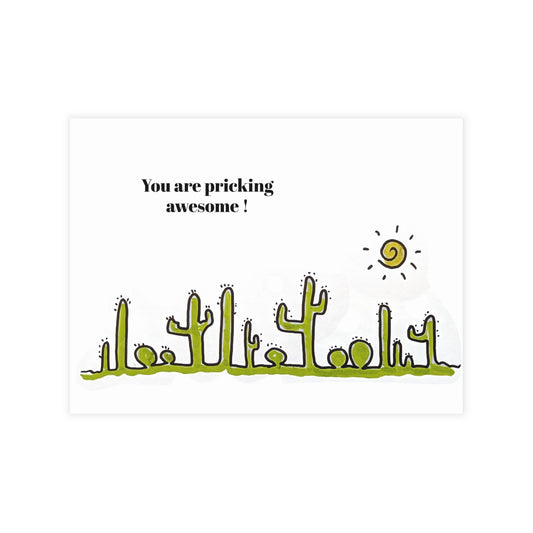Cactus drawing  postcard set of 10 - with the word Prick - punny cactus card - cactus pun