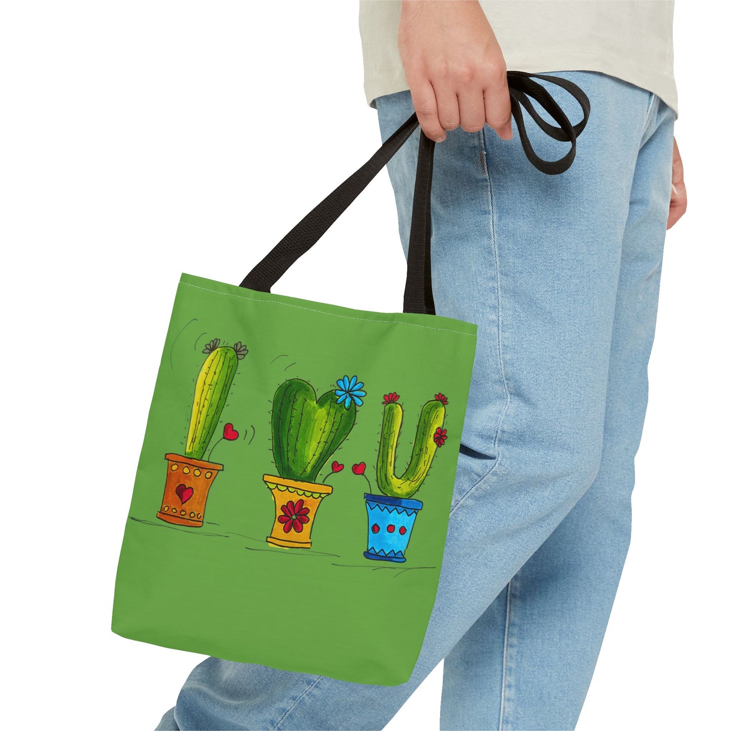 Cactus Doodle Green Tote Bag