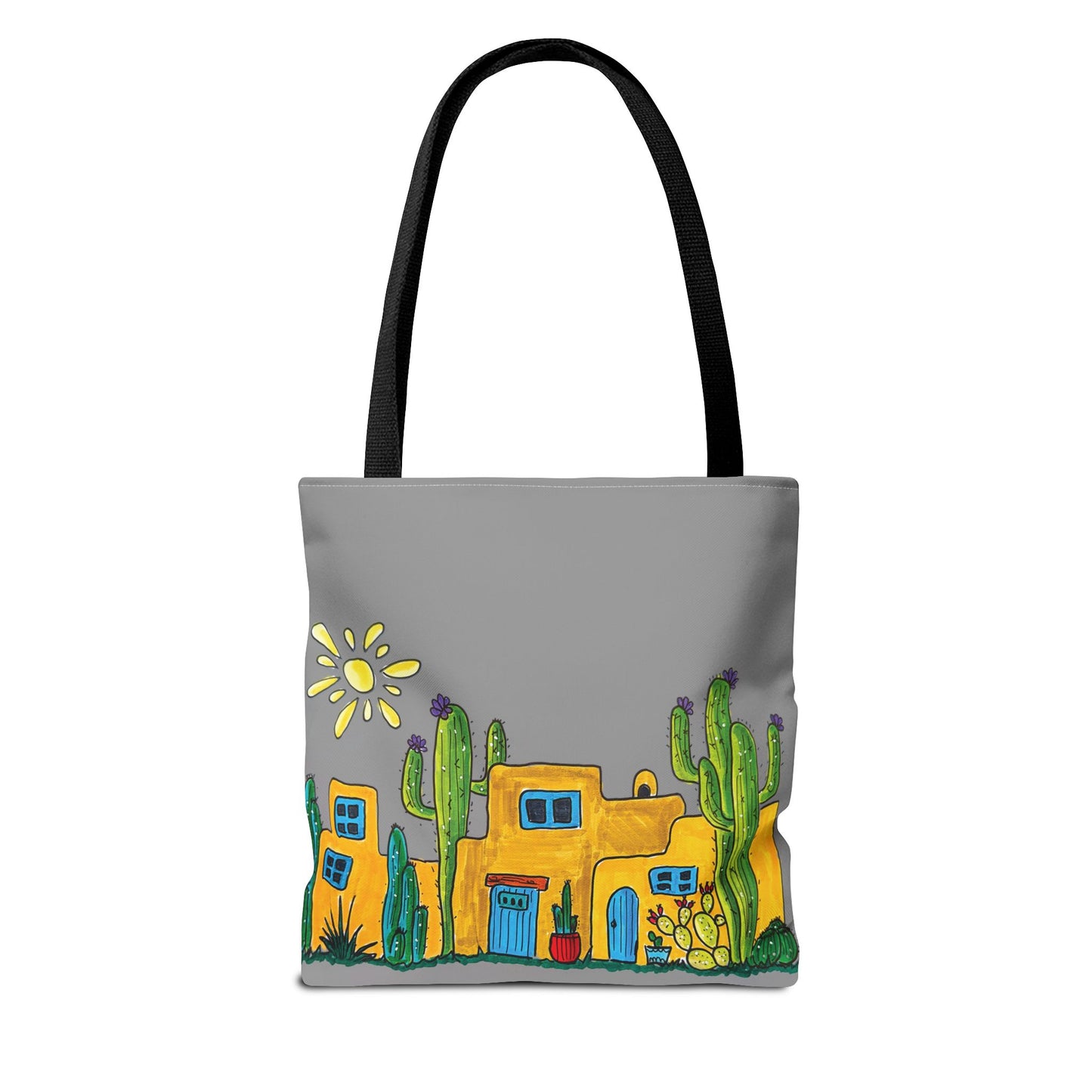 Grey Tote bag with desert scenery