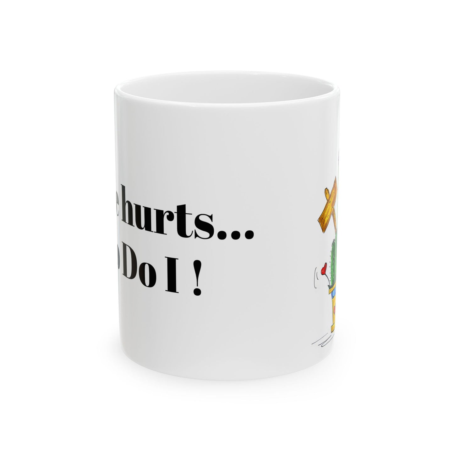 Mug - Middle Finger Bird Cactus Doodle Art Love Hurts So Do I