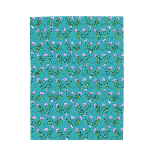 Flower heart pattern velveteen blanket
