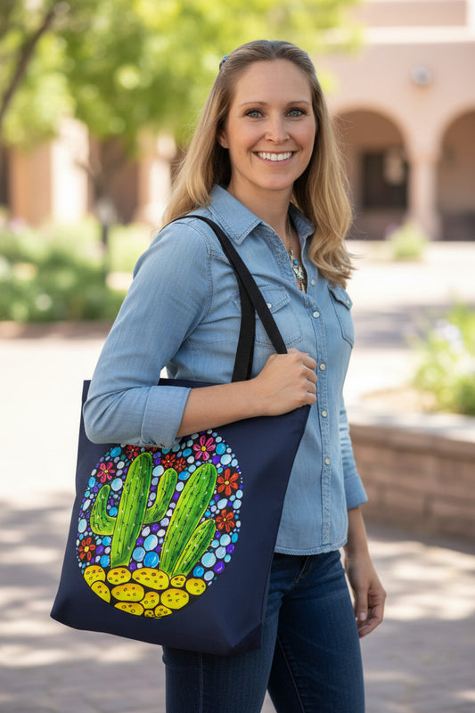 Copy of Cactus Doodle Canvas Tote Bag — Cute Hand-Drawn Succulent Design