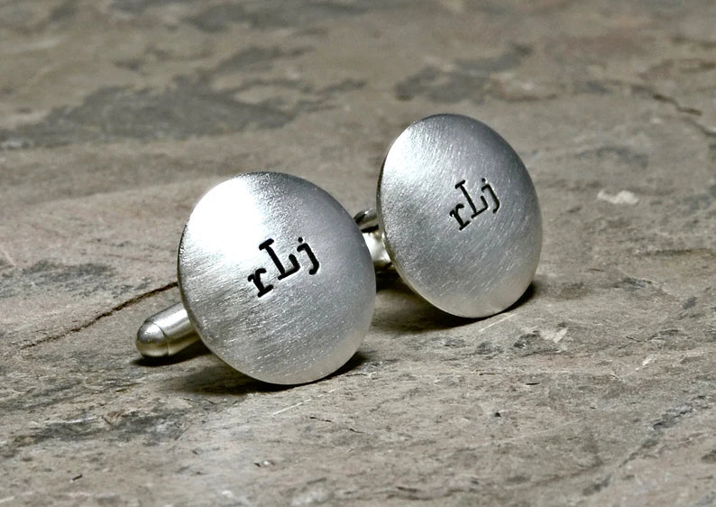 Sterling silver monogram cuff links