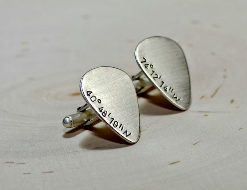 Sterling silver guitar pick cuff links