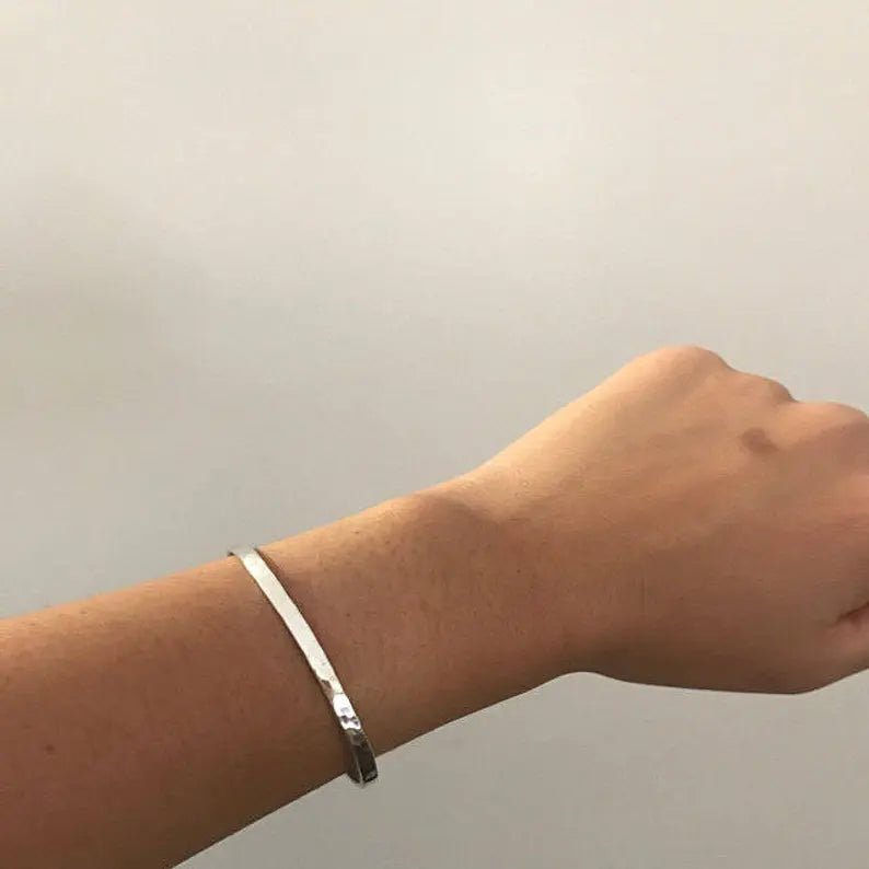 Dainty sterling silver cuff bracelet for stacking and to customize