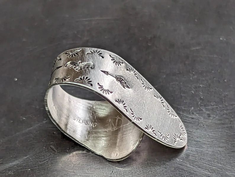 Sterling silver thumb pick - handmade