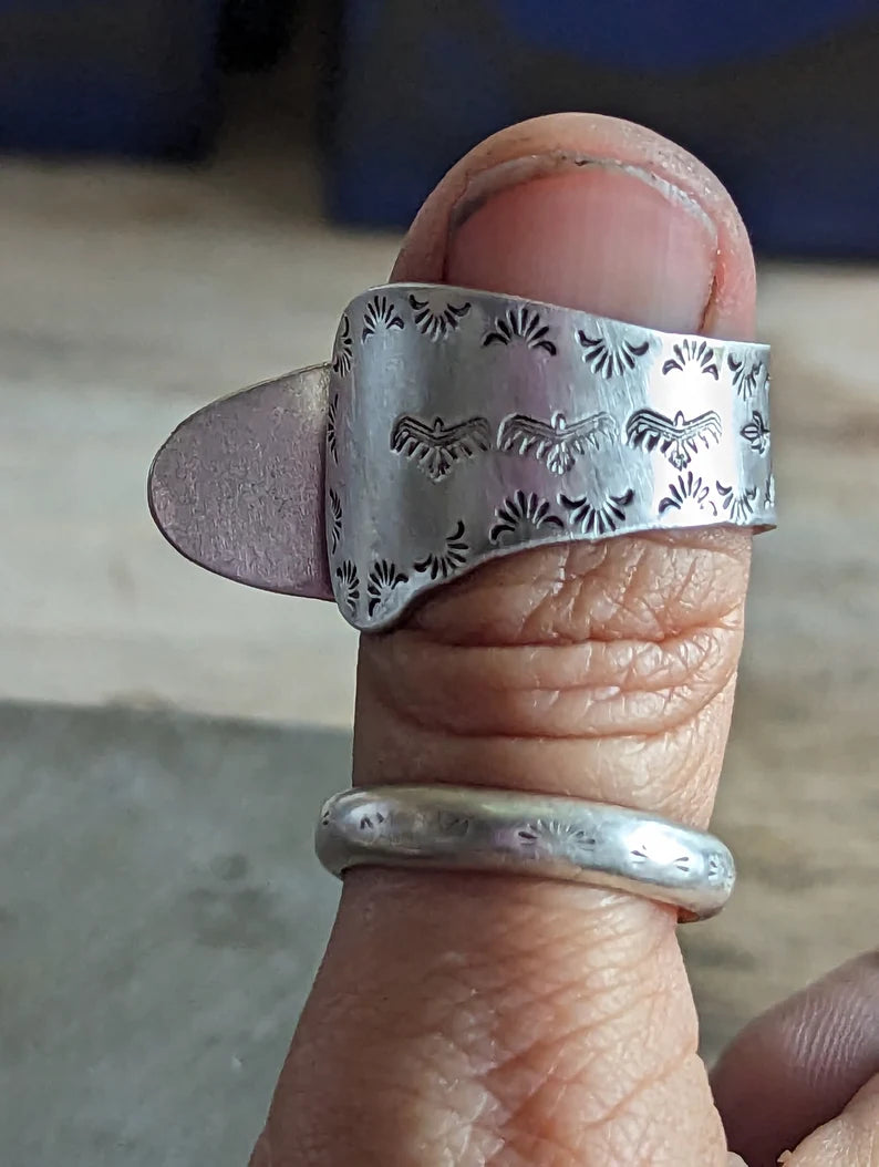 Sterling silver thumb pick - handmade