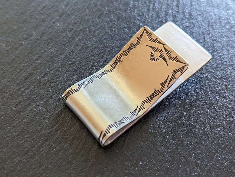 Sterling silver money clip with Kingman mine Turquoise