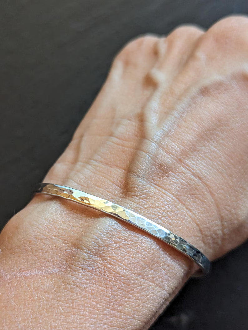 Dainty sterling silver cuff bracelet for stacking and to customize