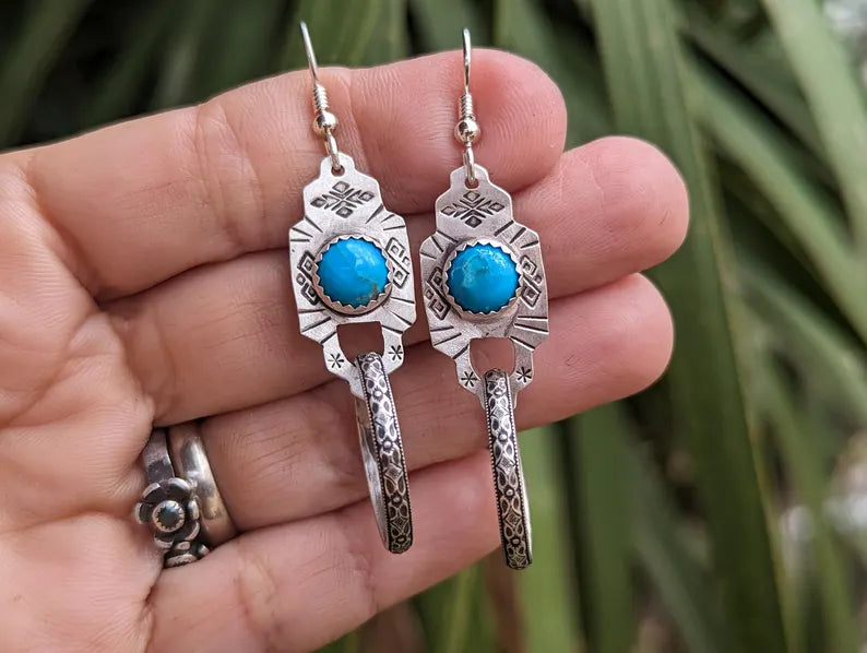 Sterling silver and Turquoise drop earrings