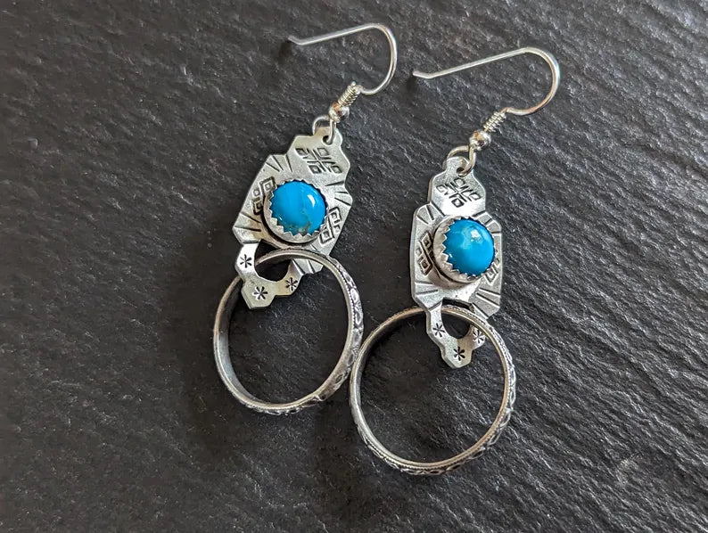 Sterling silver and Turquoise drop earrings