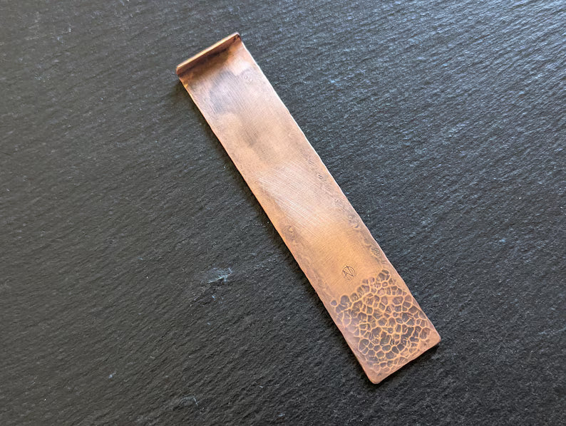 Copper bookmark with half moon and mushrooms