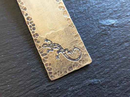 Brass bookmark with southwestern lizard