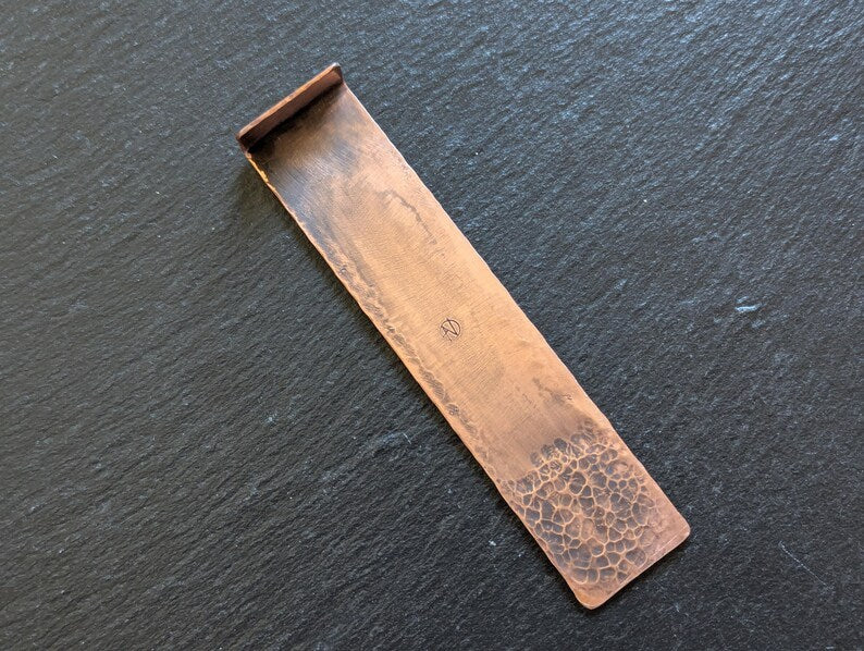 Copper bookmark with tree of life and wolves