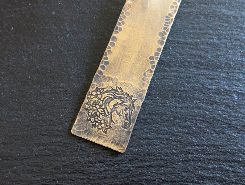 Brass Bookmark with a horse - rustic