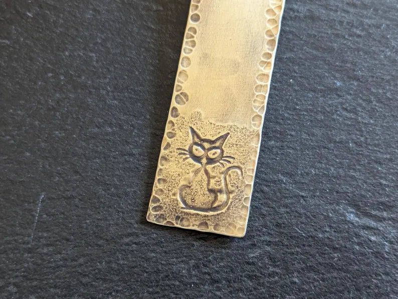 Brass bookmark with cat