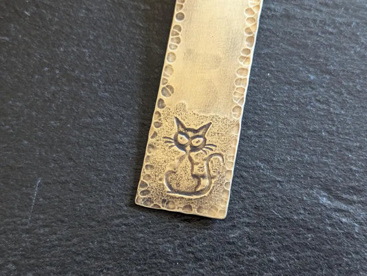 Brass bookmark with cat