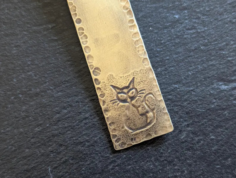 Brass bookmark with cat