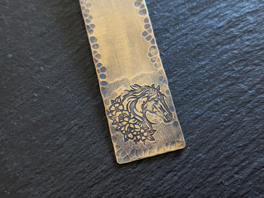 Brass Bookmark with a horse - rustic