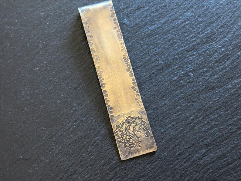 Brass Bookmark with a horse - rustic