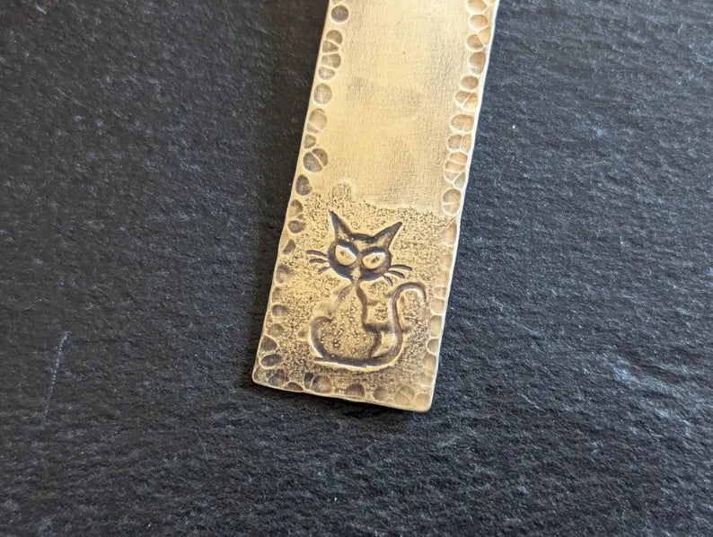 Brass bookmark with cat