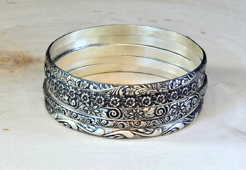 Sterling silver bangle set of 5