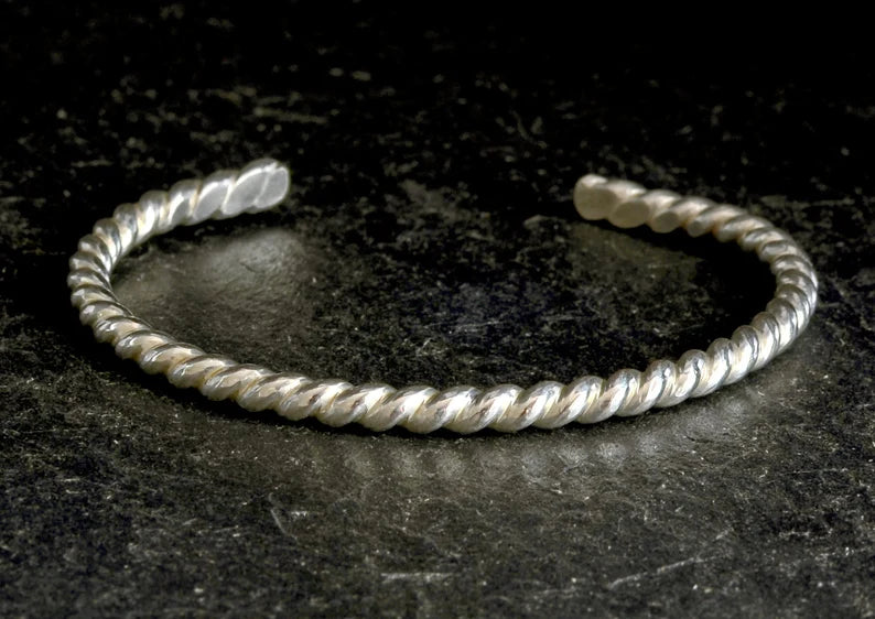 Sterling silver twisted wire cuff bracelet