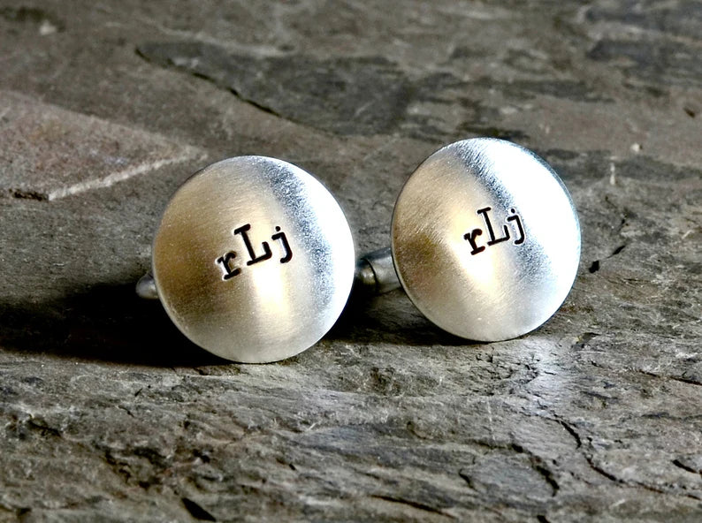 Sterling silver monogram cuff links