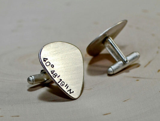 Sterling silver guitar pick cuff links