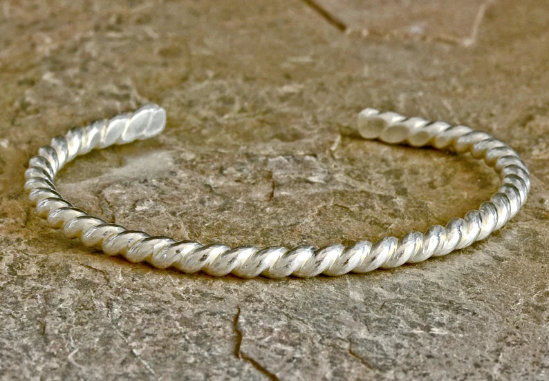 Sterling silver twisted wire cuff bracelet
