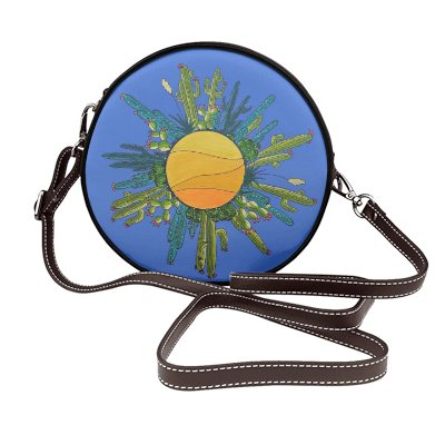 Round Pleather purse printed with my cactus sun design